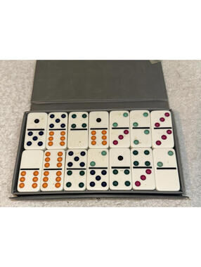 Vintage Domino by Cardinal Double Six painted/colored Dominoes - 28 Pieces